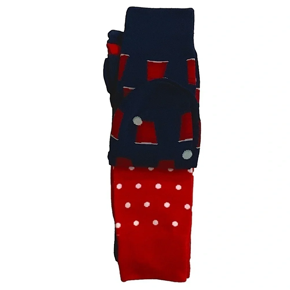 Hot Sox Beer Pong Socks 3 Pair Men’s Gift Pack Navy Red Polka Dot Size 10-13